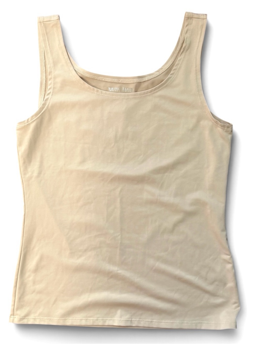 White House Black Market Scoop-Neck Tank Top Womens Med Beige Career Wide Strap